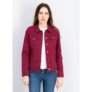 New Market & Spruce Burgandy Denim Jacket Size small Retail $80